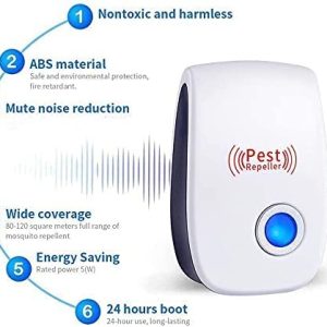 Pest Control Repeller, Plug-in Pest Repeller for Mouse, Insect, Cockroach, Mice, Spider, Bug, Ant, Mosquito, Rodent & Rats Indoor Use Repeller 6 Packs